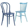 Stylish Blue Dining Chairs With Modern Curved And Slat Back Designs