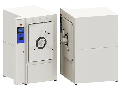 Commercial Sterilization Equipment With White Body Round Door And Control Panel 3d model