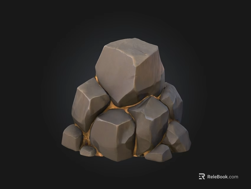 Natural Stone and Wood Pile with Rough Textures and Organic Shapes 3d model 