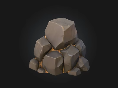 Natural Stone and Wood Pile with Rough Textures and Organic Shapes 3d model
