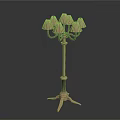 Elegant Floor Lamp With Five Lampshades And Star Shaped Metal Base