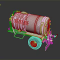 DEZEURE Silver Tank Functional Vehicle With Orange Wheels Pipes And Accessories