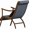 Modern Lounge Chair With Wooden Frame Striped Fabric Dark Cushion And Metal Accents