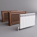 Traditional And Modern Radiators With Wooden Cabinet And White Metal Heating Fins