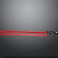Red Lightsaber With Metallic Hilt And Glowing Red Blade On Reflective Surface