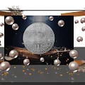 Elegant Bitcoin Display With Golden Spheres Festive Decorations And Red Lanterns