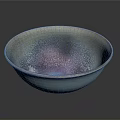 Hand Sculpted Ceramic Bowl With Colorful Glaze And Metallic Rim Design