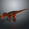 3D Dinosaur Model With Brown Orange Body Yellow Head Crest Open Mouth Gray Gradient Background