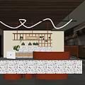 Office Front Desk Modern Front Desk Office Partition Screen Indoor Potted Apple Notebook Office Chandelier 3d model