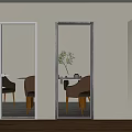 Modern Hinged Doors with Patterned and Frosted Glass in White Black Frames 3d model