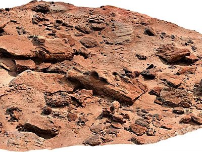Natural Red Stones And Wood Materials With Rocky Texture In Outdoor Scene 3d model