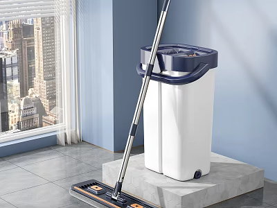 Daily Use Flat Mop with Bucket Set for Efficient Home Floor Cleaning 3d model