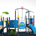 Modern slide multi-exit children's combination slide 3d model