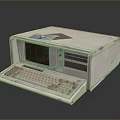 Vintage White Computer With Display Screen Keyboard And Disk Drive