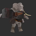 Mythical Elephant Character Holding Ancient Scroll With Ivory Tusks And Armor