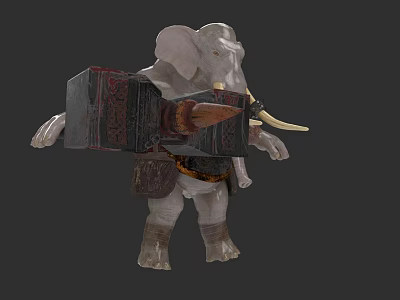 Mythical Elephant Character Holding Ancient Scroll With Ivory Tusks And Armor 3d model
