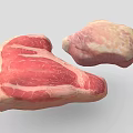 Fresh Raw Meat Cuts With Marbled Fat And Red Lean Portion 3d model