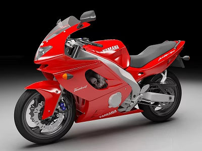 Red Yamaha Sport Motorcycle Featuring Sleek Design Gray Seat And Alloy Wheels 3d model