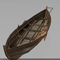 Traditional Wooden Water Transport Boat With Antique Design Wooden Structure And Plank Seats