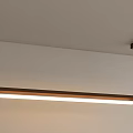 Modern Long Wooden And Metal Pendant Light Hanging From Ceiling Fixture