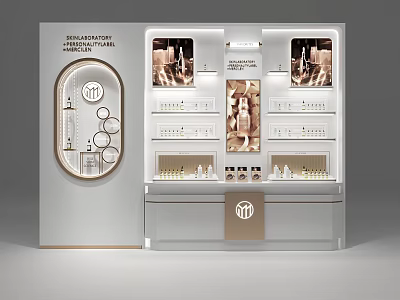 Elegant Modern Display Shelves With Glass Layers LED Lights For Beauty Cosmetics 3d model