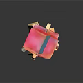 Pixelated Yellow Puppy Wearing Red Hat In 3D Digital Art Style