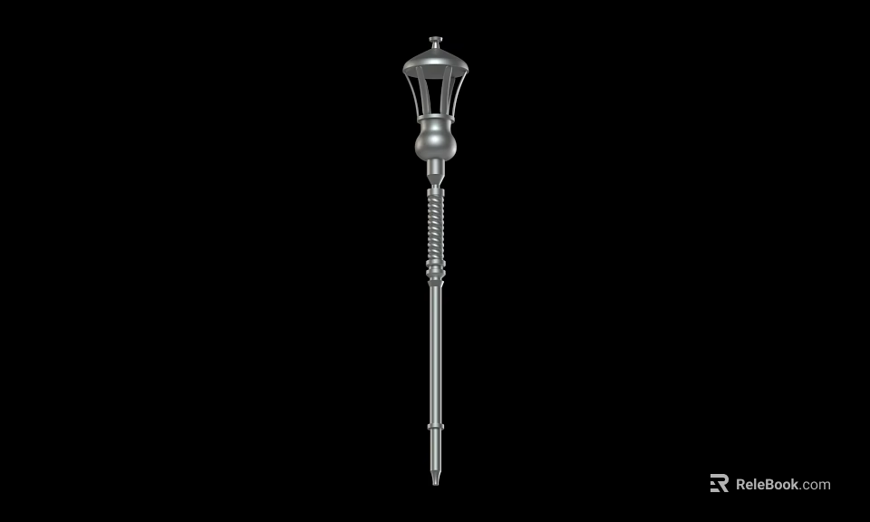 Long Metal Pole Weapon Featuring Decorative Top And Spiral Shaft Design Details 3d model 