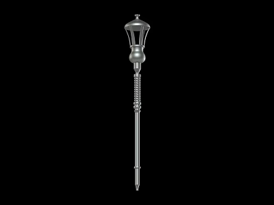 Long Metal Pole Weapon Featuring Decorative Top And Spiral Shaft Design Details 3d model