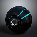Black Sphere With Blue Glowing Lines And Futuristic Textured Surface Modern Design