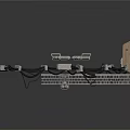 Industrial Mechanical Equipment With Metal Frame Cables Support Parts And Square Component