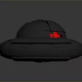 Gray Sci Fi Flying Saucer With Dome Shape And Red Glowing Lights 3d model
