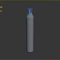 Tall Shiny Silver Gas Cylinder With Purple Gold Valve And Green Label