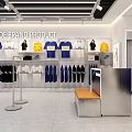 Modern Clothing Store Interior With Brand Apparel Display Racks And Fashion T Shirts