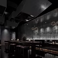 Modern Bar Interior With Dark Wooden Walls Decorative Lamps And High Stools