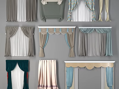 Diverse Stylish Curtains with Pleated Valance and Multiple Color Choices for Home Decor 3d model