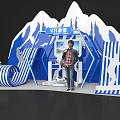 VR Ski Interactive Zone With Snow Mountain Backdrop And Interactive Equipment