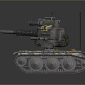 Detailed Military Tank With Long Gun Barrel Camouflage Tracks And Ammunition