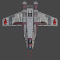 Futuristic Fighter Jet 3D Model With Gray Body Red Accents And Unique Wing Structure