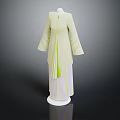 Traditional Light Green Robe With Long Sleeves And Purple Skirt On Mannequin