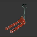Red Manual Pallet Jack with Two Forks and Black Handle Design 3d model