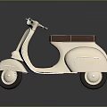 Vintage Cream Scooter With Brown Leather Seat Classic Body And Retro Design