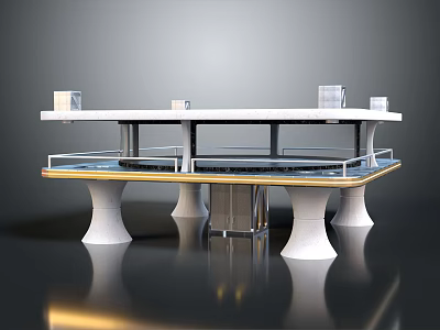 Modern Industrial Factory Interior With Spacious Workbench Supporting Pillars And Transparent Containers 3d model