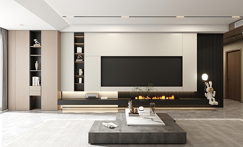 Modern Living Room Living Room TV Wall Sofa Background Wall Decoration 3d model