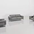 Modern Gray Sofa Set With Three Seater Sofa And Two Armchairs 3d model