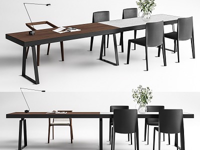 Modern Long Bar Dining Table and Chair Combination Dining Chair Desk and Chair model