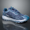 Navy Blue Modern Casual Sneakers With White Textured Sole And Panel Design