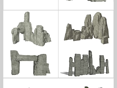 Stone Garden Ornaments With Various Rock Formations And Arch Structures For Landscaping 3d model