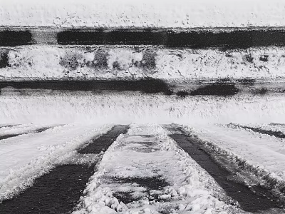 Snow Covered Ground Surface With Vehicle Tracks And Packed Snow Patches 3d model