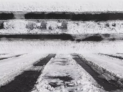 Snow Covered Ground Surface With Vehicle Tracks And Packed Snow Patches 3d model