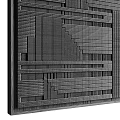 Abstract Painting With Geometric Patterns Woven Texture Vertical Lines And Neutral Tones Design